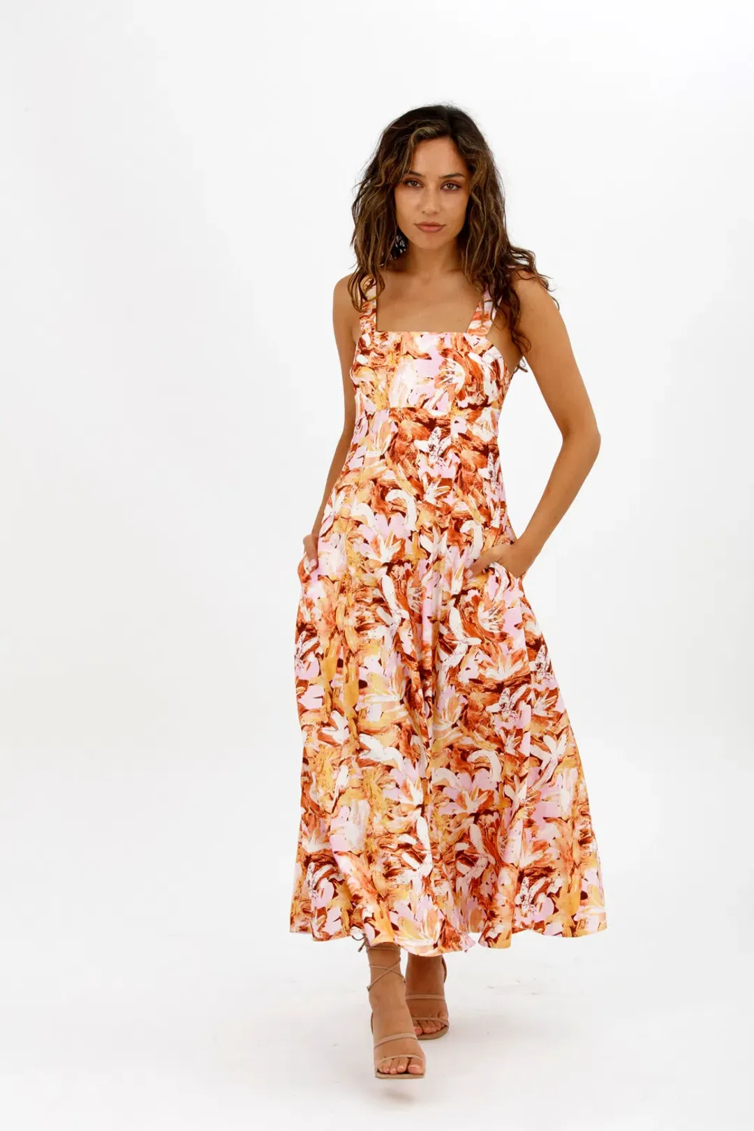 Acler Withington Dress Midi Blush Print Size 8 for rent on The Volte - main image