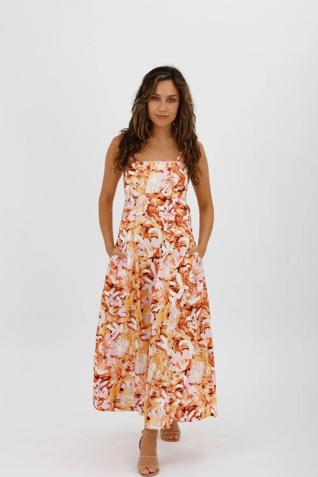 Acler Withington Dress Midi Blush Print Size 8 for rent on The Volte - main image
