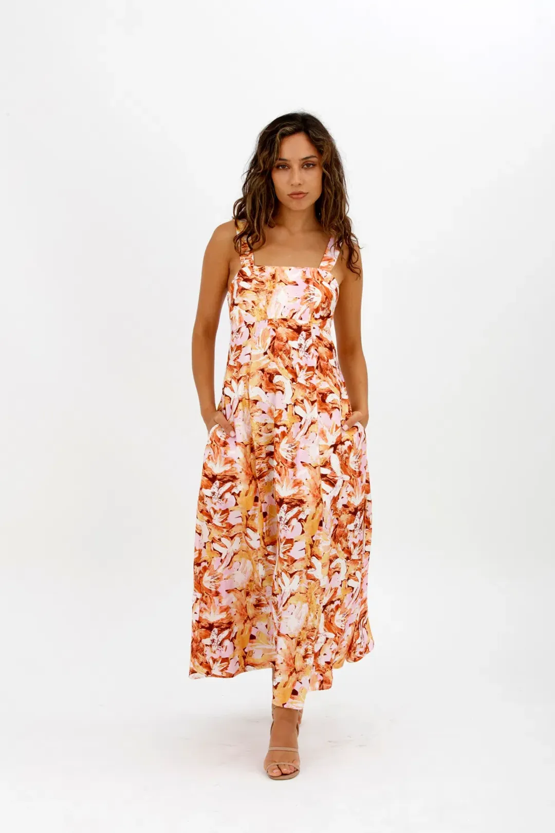 Acler Withington Dress Midi Blush Print Size 8 for rent on The Volte - main image