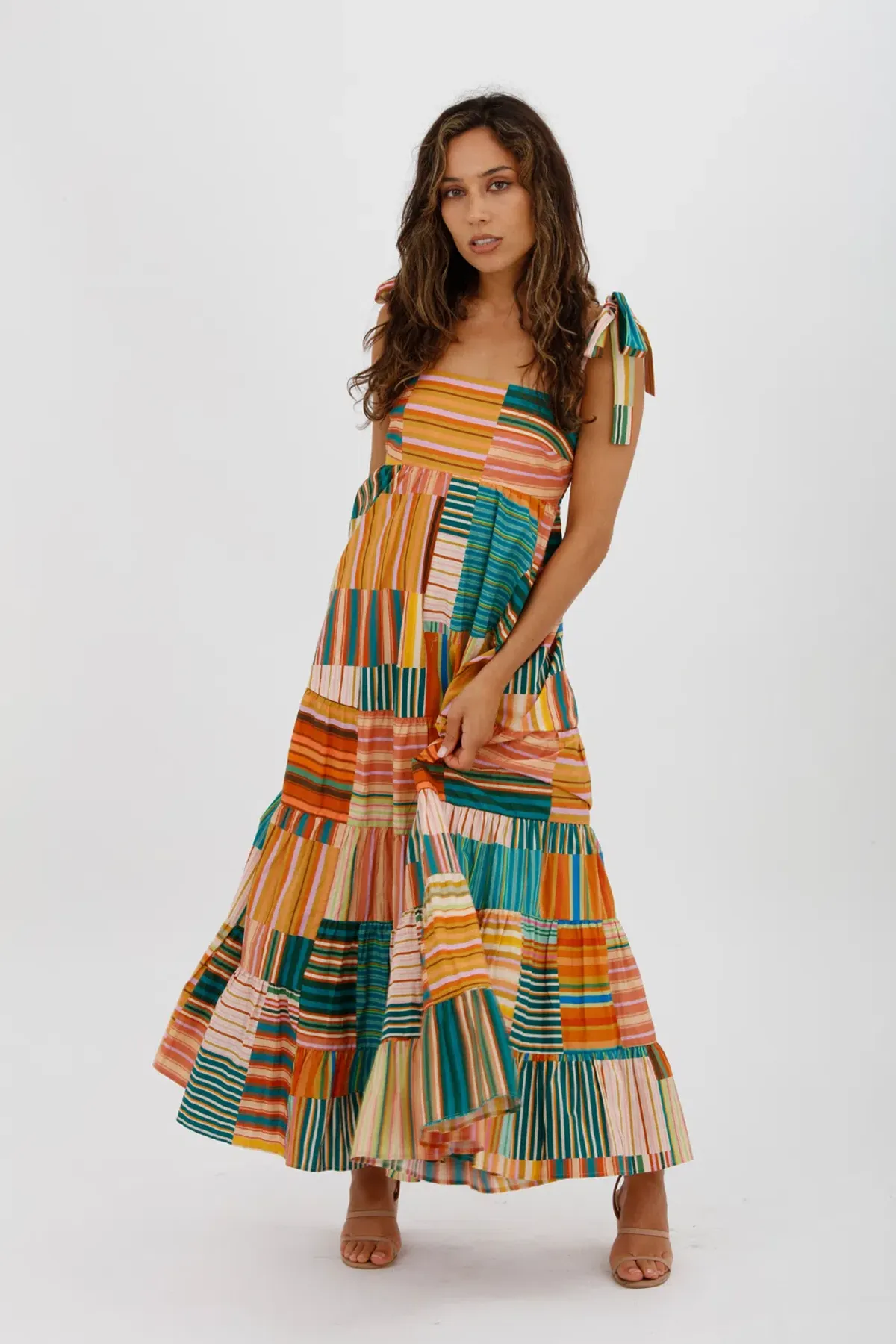 Alemais Sloane Tiered Midi Dress Multi Size 10 - Image 4