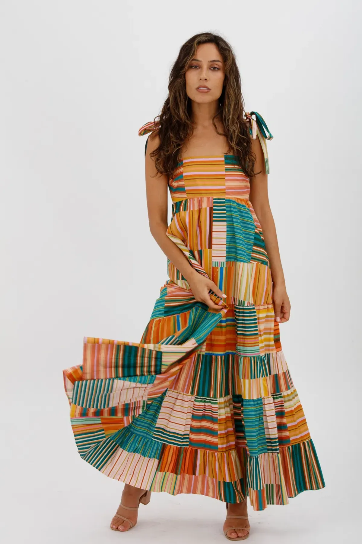 Alemais Sloane Tiered Midi Dress Multi Size 10 - Image 3