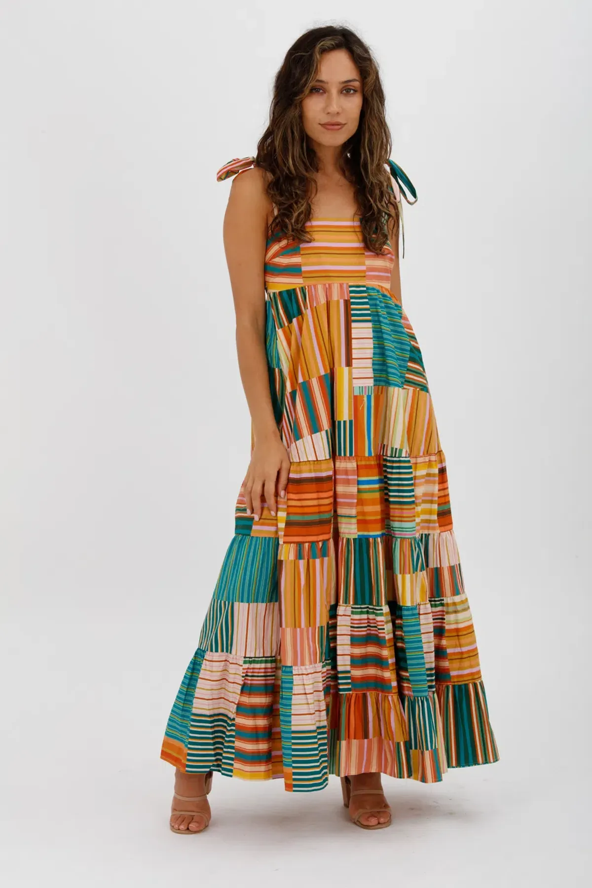 Alemais Sloane Tiered Midi Dress Multi Size 10 - Image 1