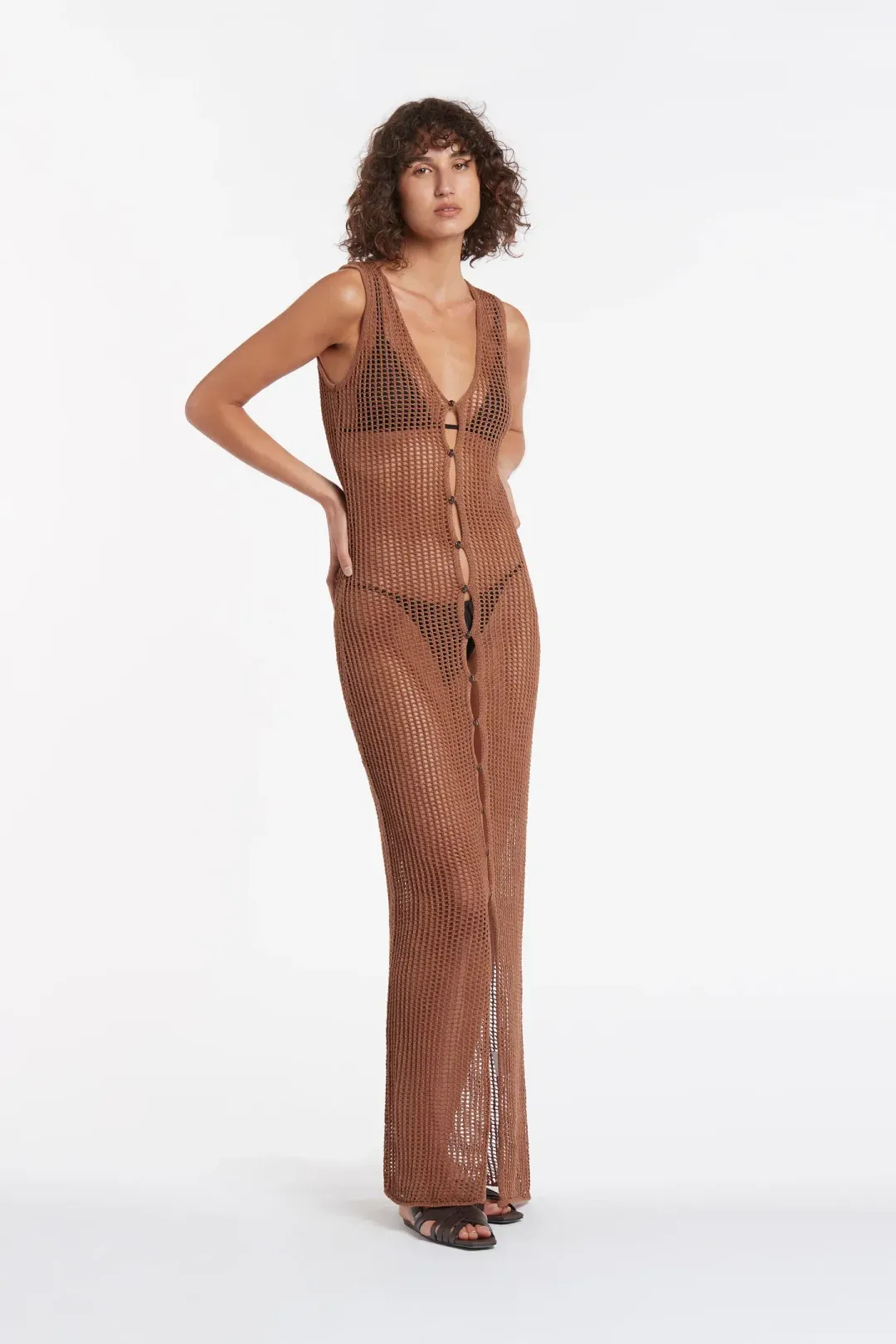 Sir the Label Dulcie Longline Button Up Dress Chocolat Size 1 / AU 8 for rent on The Volte - main image
