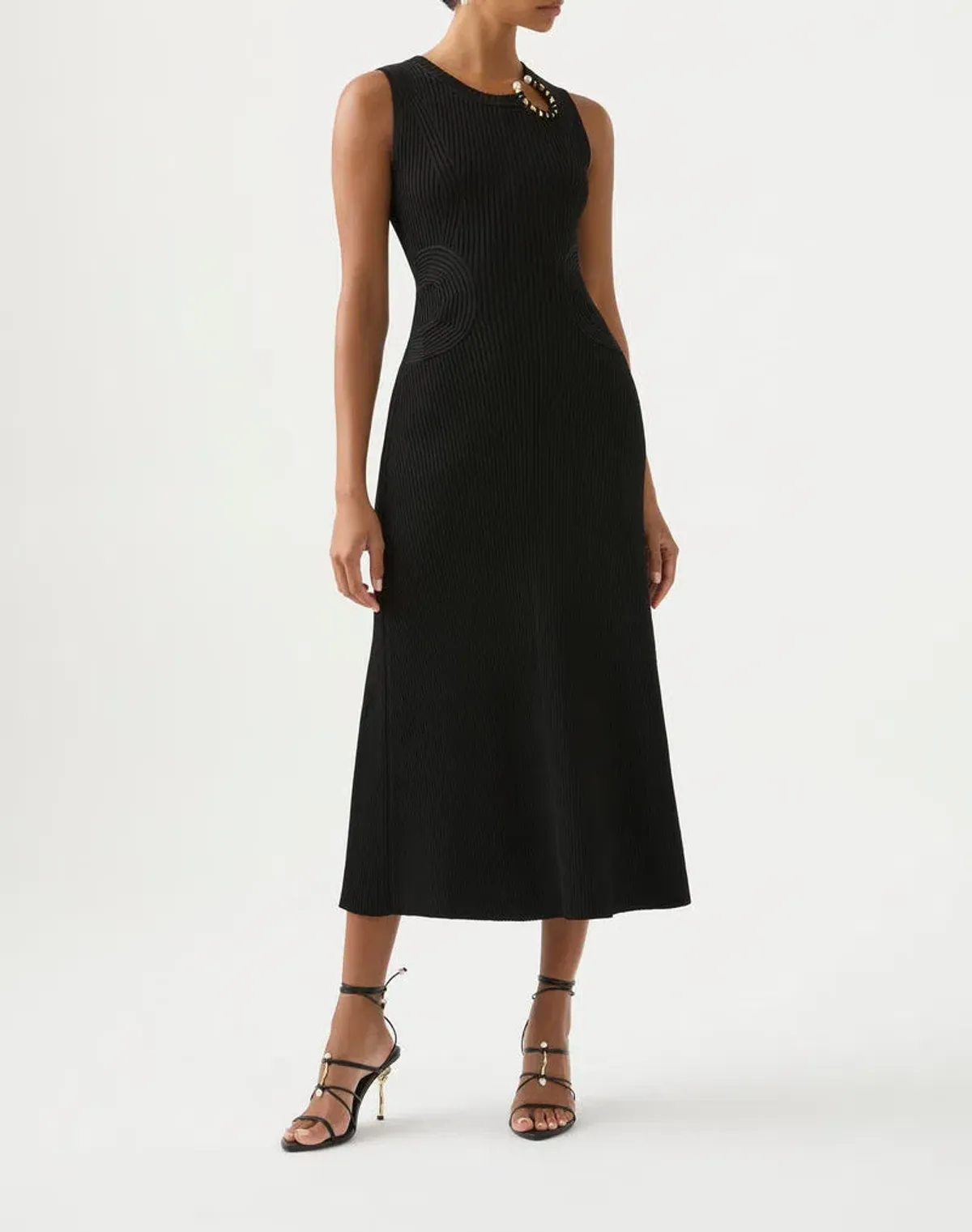 Aje Crescent Knit Midi Dress Black Size 10 / M - Image 1