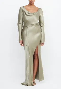 Bec & Bridge Moon Dance Long Sleeve Cowl Dress Sage Size 6 / XS for rent on The Volte - image 1