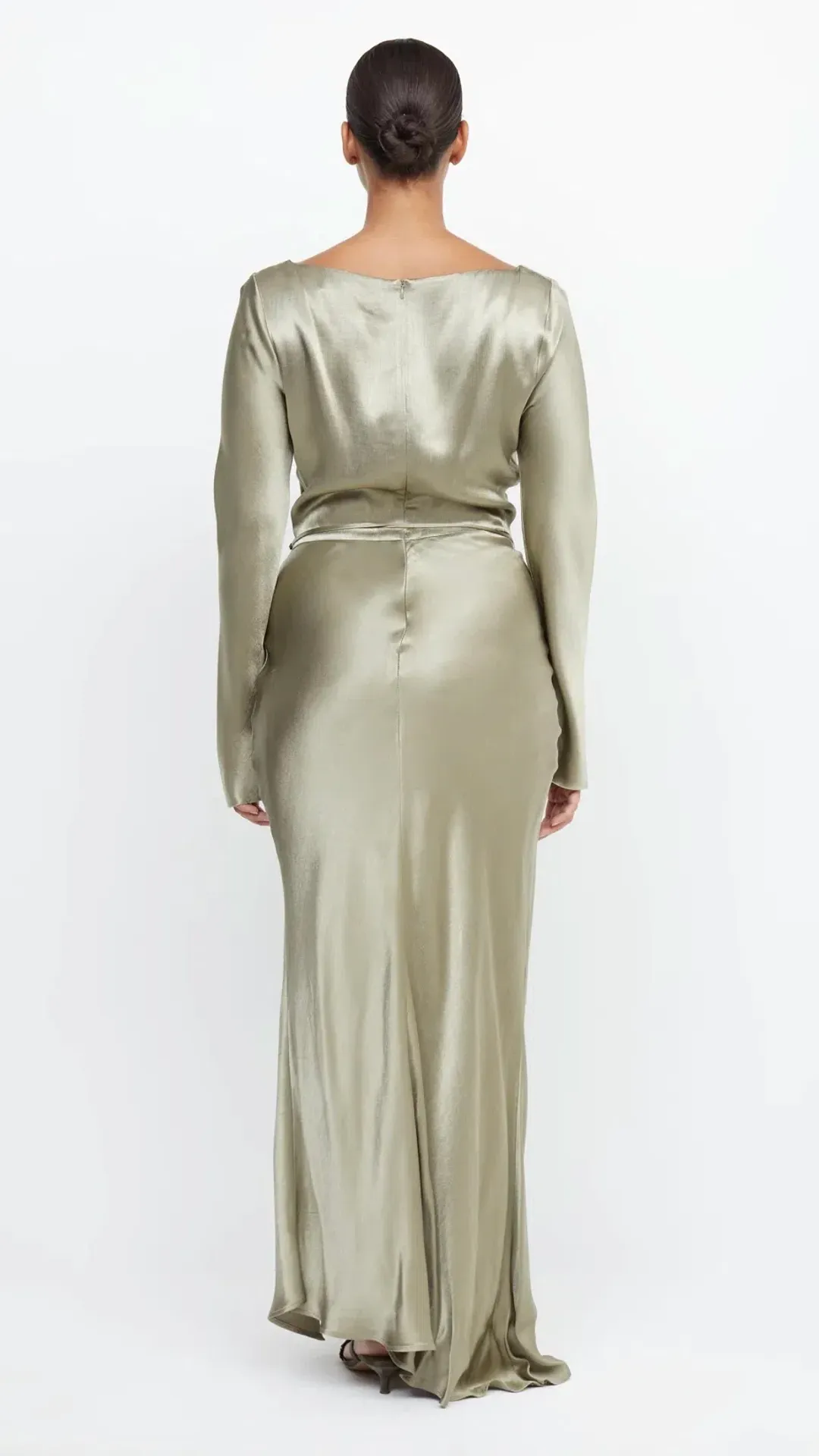Bec & Bridge Moon Dance Long Sleeve Cowl Dress Sage Size 6 / XS for rent on The Volte - main image