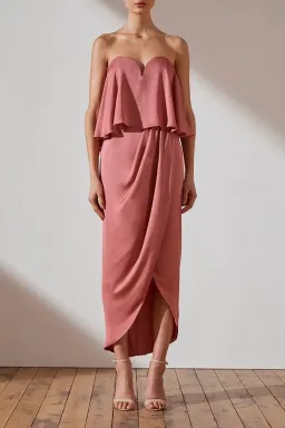 Shona Joy Imogen Luxe U Wire Frill Dress Pink Size AU 8 for rent on The Volte - image 1
