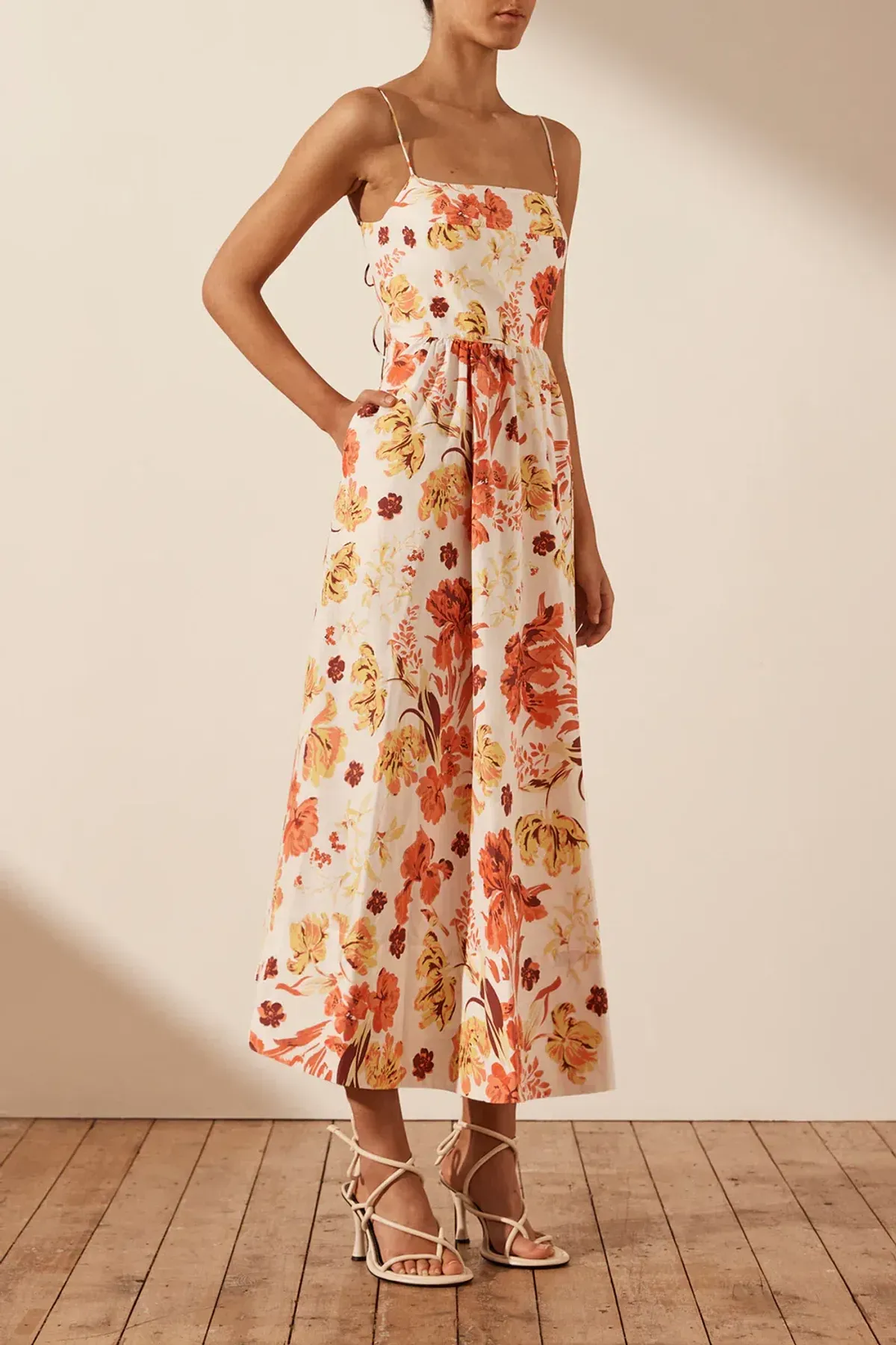 Shona Joy Kalani Low Back Midi Dress Multi Size AU 6 - Image 2