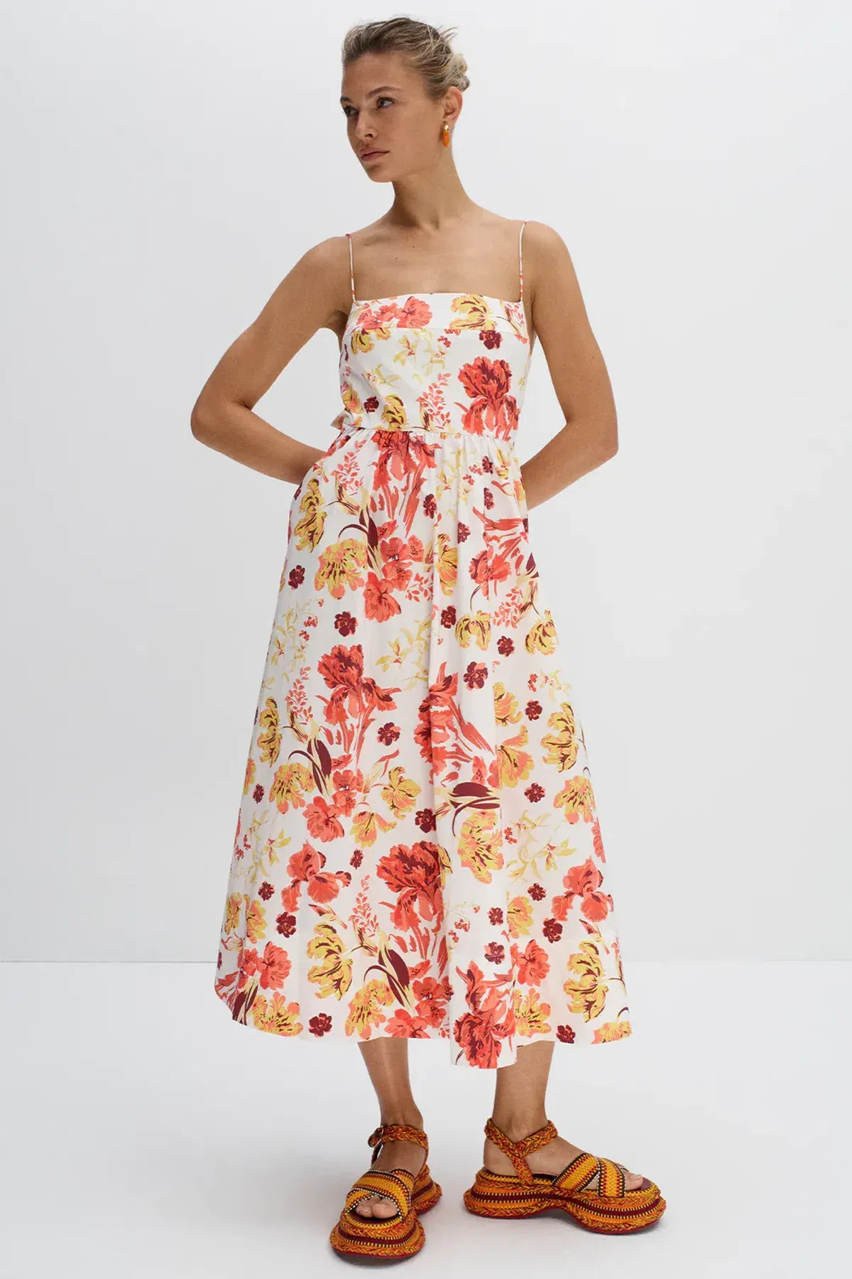 Shona Joy Kalani Low Back Midi Dress Multi Size AU 6 - Image 4
