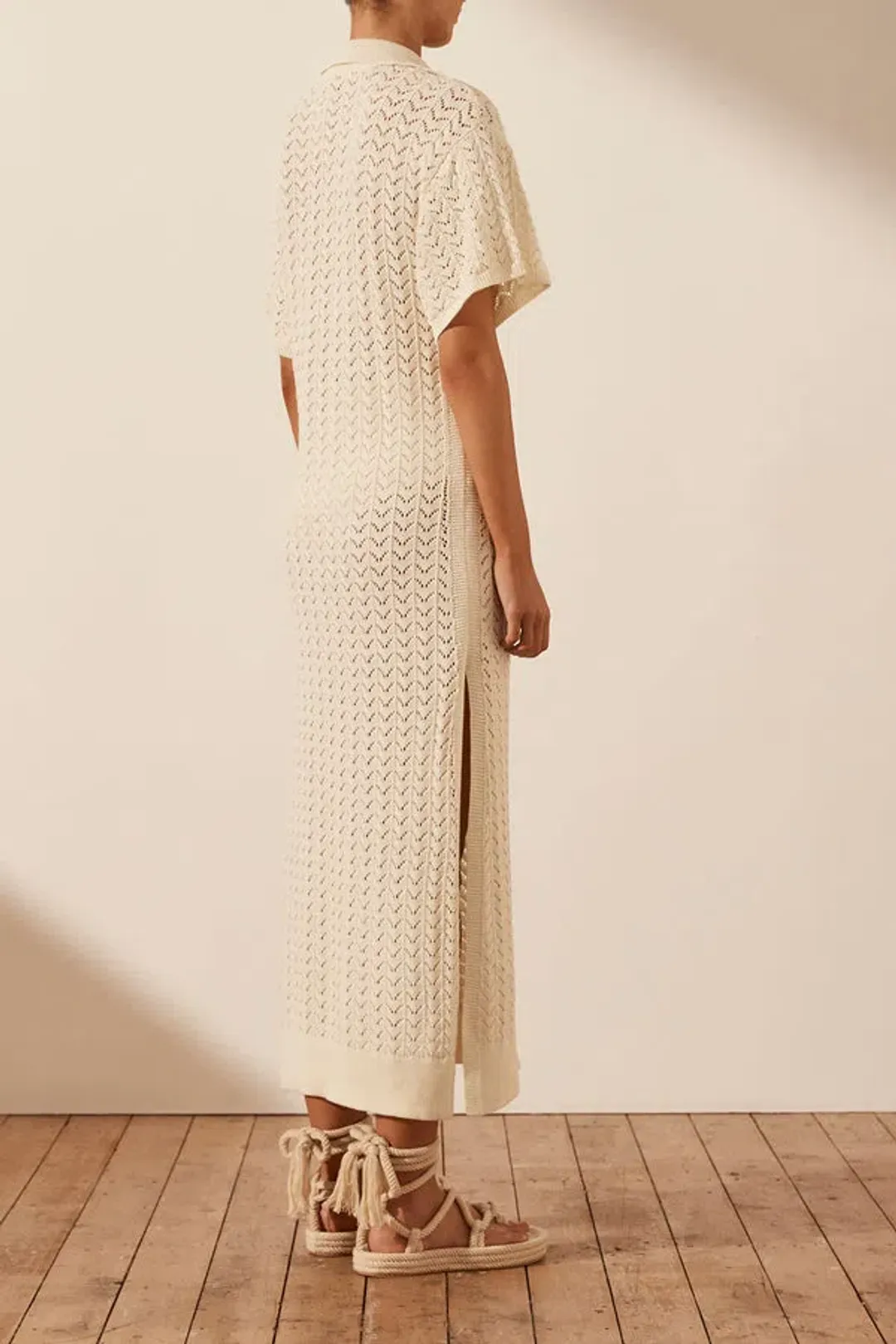 Shona Joy Mikala Crochet Polo Midi Dress Coconut Size M / AU 10 for rent on The Volte - main image