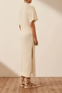 Shona Joy Mikala Crochet Polo Midi Dress Coconut Size M / AU 10 for rent on The Volte - image 4