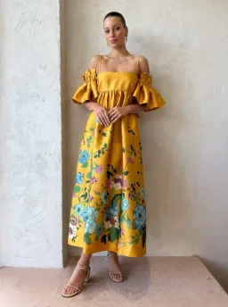 Alemais Dana Midi Dress Marigold Size AU 10 for rent on The Volte - image 1