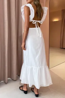 Sir The Label Franc Frill Midi Dress In White Size 6 for rent on The Volte - image 2