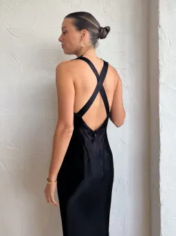 Shona Joy Camille Lace Cross Back Midi Dress Black Size 6 for rent on The Volte - image 4