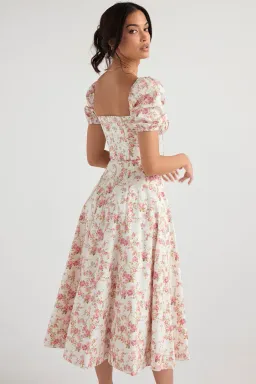 House of CB Rose Print Puff Sleeve Midi Sundress Floral Size L/AU 12 for rent on The Volte - image 3