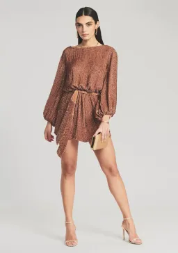 Retrofete Grace Dress Bronze Gold Sequin Size S/AU 8 for rent on The Volte - image 1