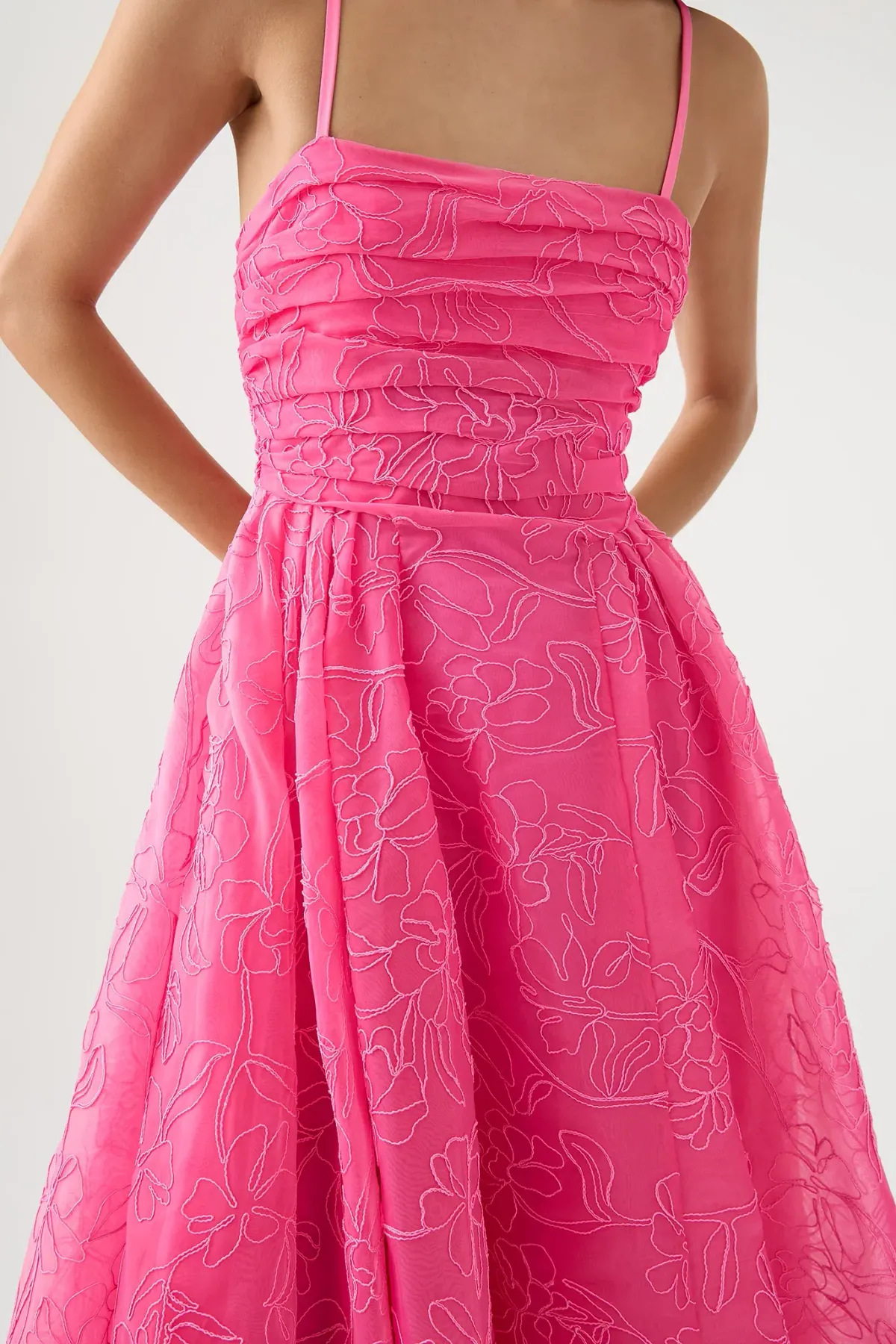 Aje Evangeline Cornelli Maxi Dress Pink Size Au 12 - Image 3