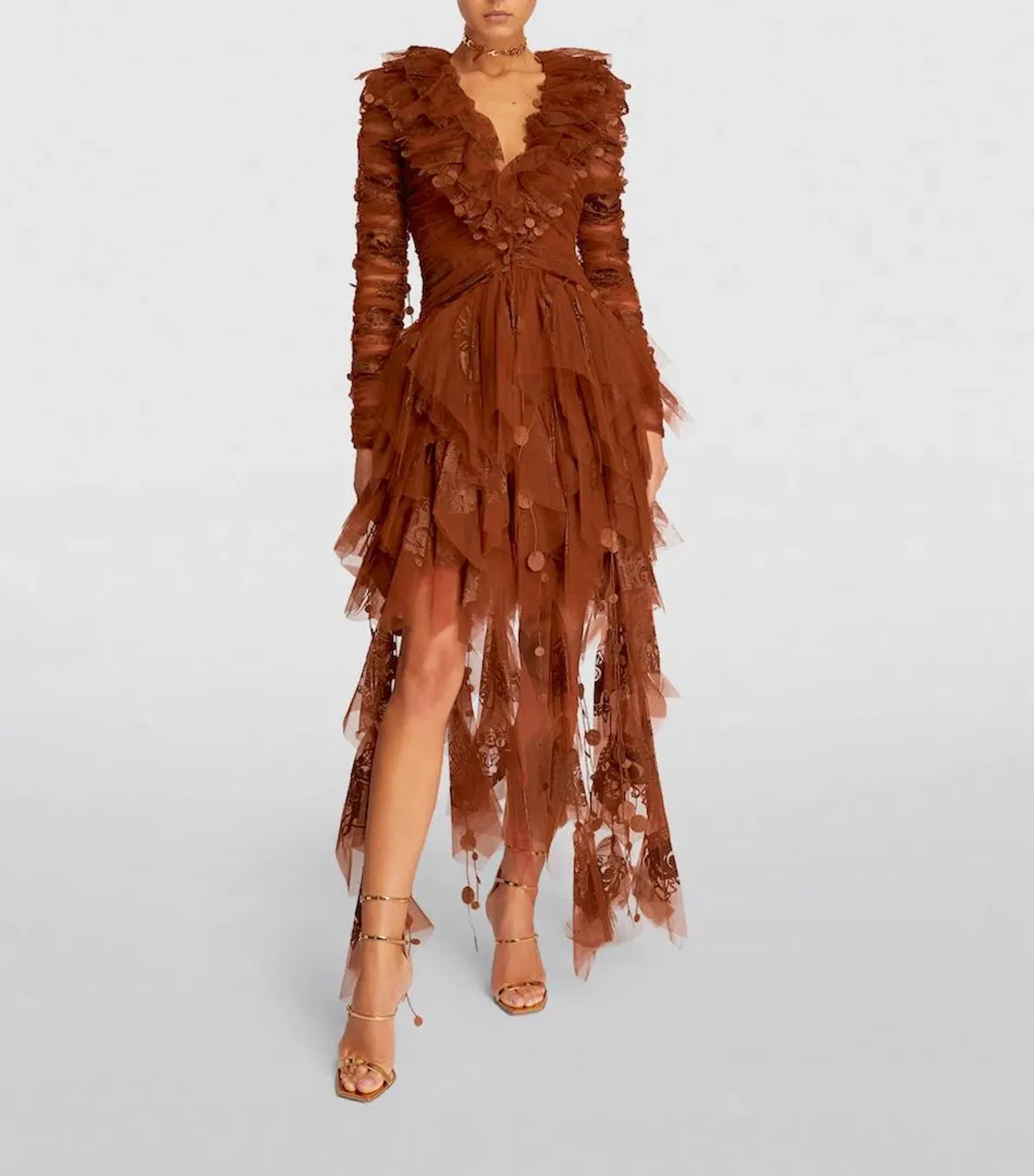 Zimmermann Kaleidoscope Handkerchief Hem Mini Dress Brown Size 0/ AU 8 - Image 1