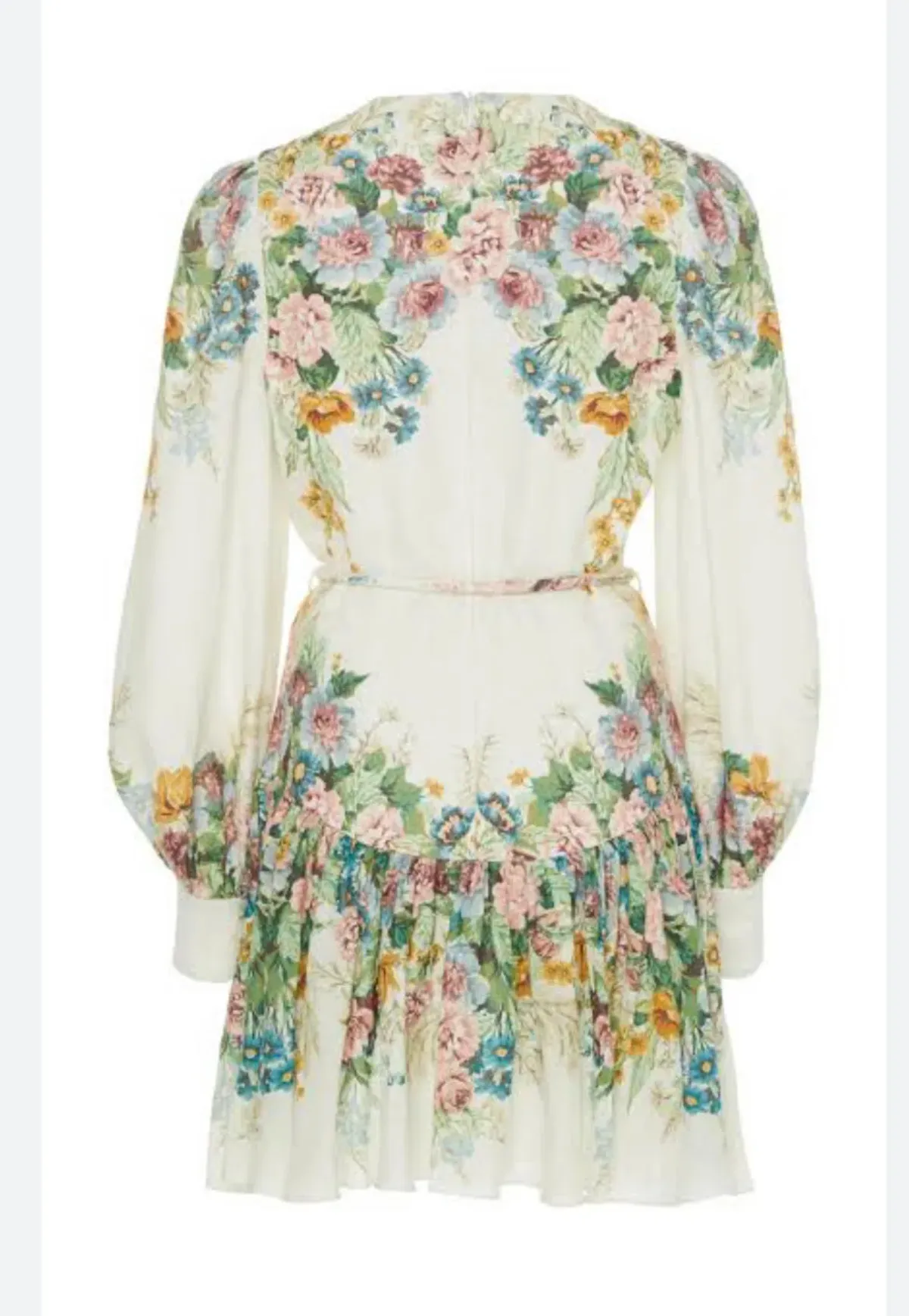 Zimmermann Wavelength Bell Sleeve Mini Dress Floral Size 0/Au 8 - Image 4