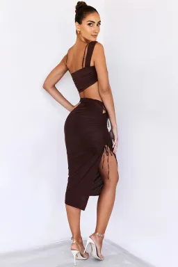 House of CB Mistress Rocks Theory Top and Purity Skirt Set Brown Size XL for rent on The Volte - image 4