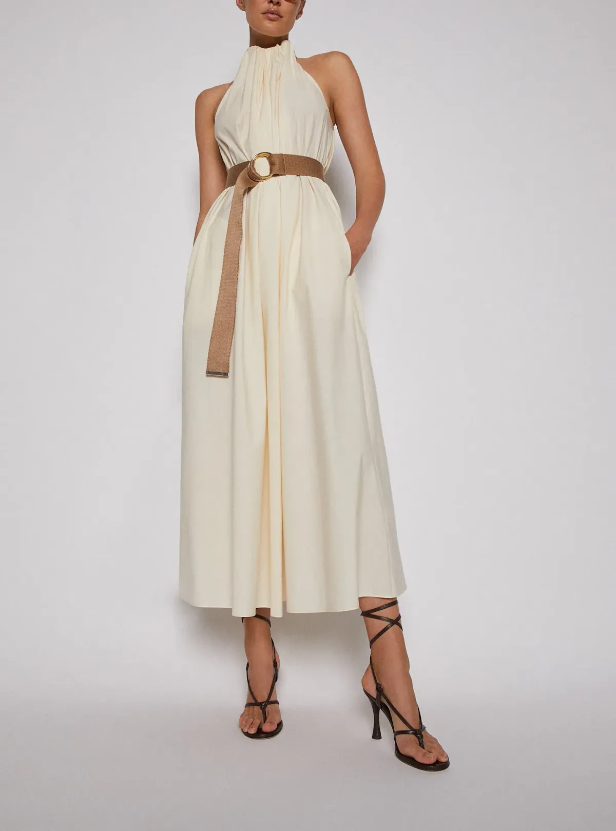 Scanlan Theodore Cotton Strapping Dress Yellow Size S / Au 8 - Image 1