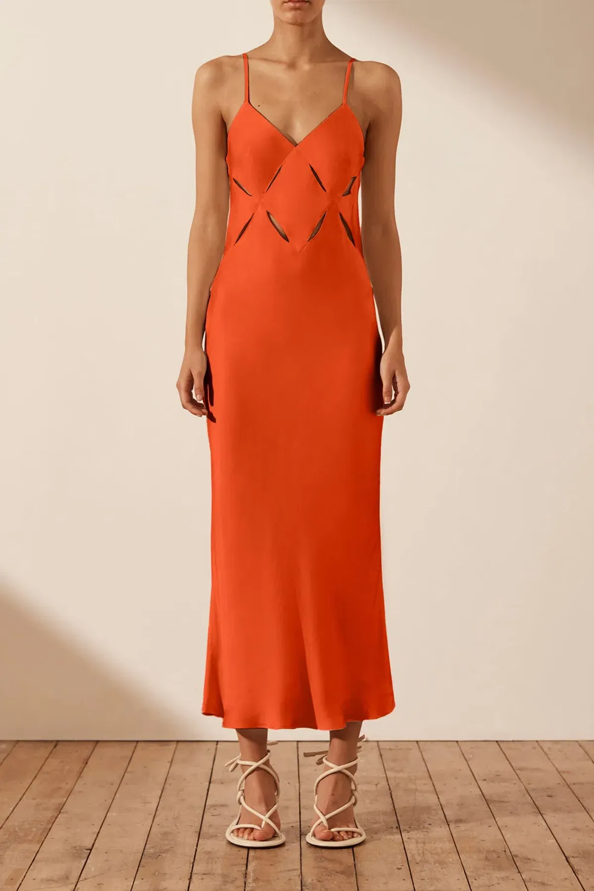 Shona Joy Milo Cut Out Slit Midi Dress Hibiscus Size 4 / XXS for rent on The Volte - main image