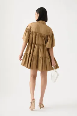 Aje Lana Smock Mini Dress Willow Brown Size AU 8 for rent on The Volte - image 2
