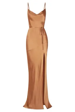 Shona Joy La Lune Bias Cowl Maxi Dress In Copper Size AU 8 for rent on The Volte - image 2