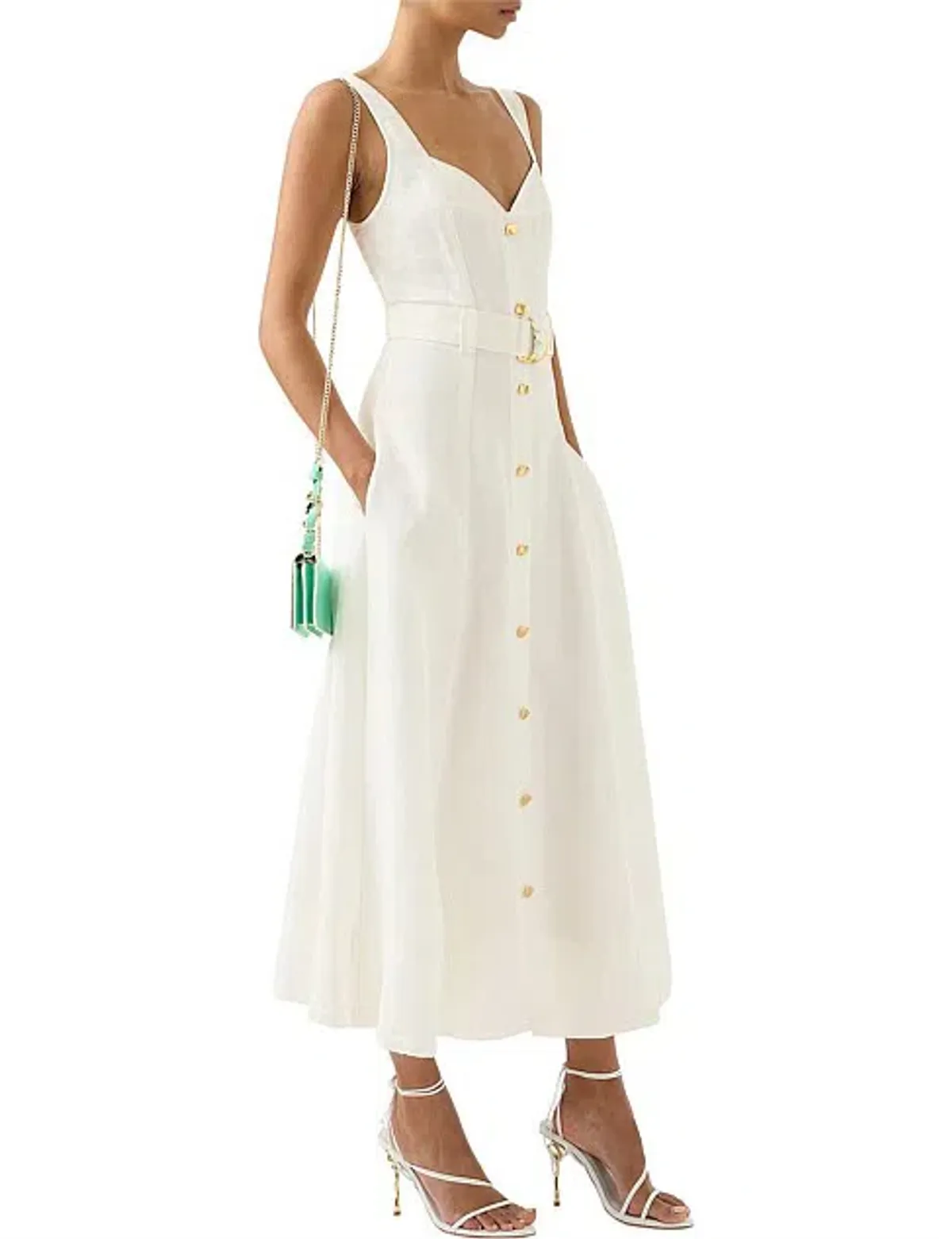 Aje Clay Belted Midi Dress White Size AU 10 - Image 2