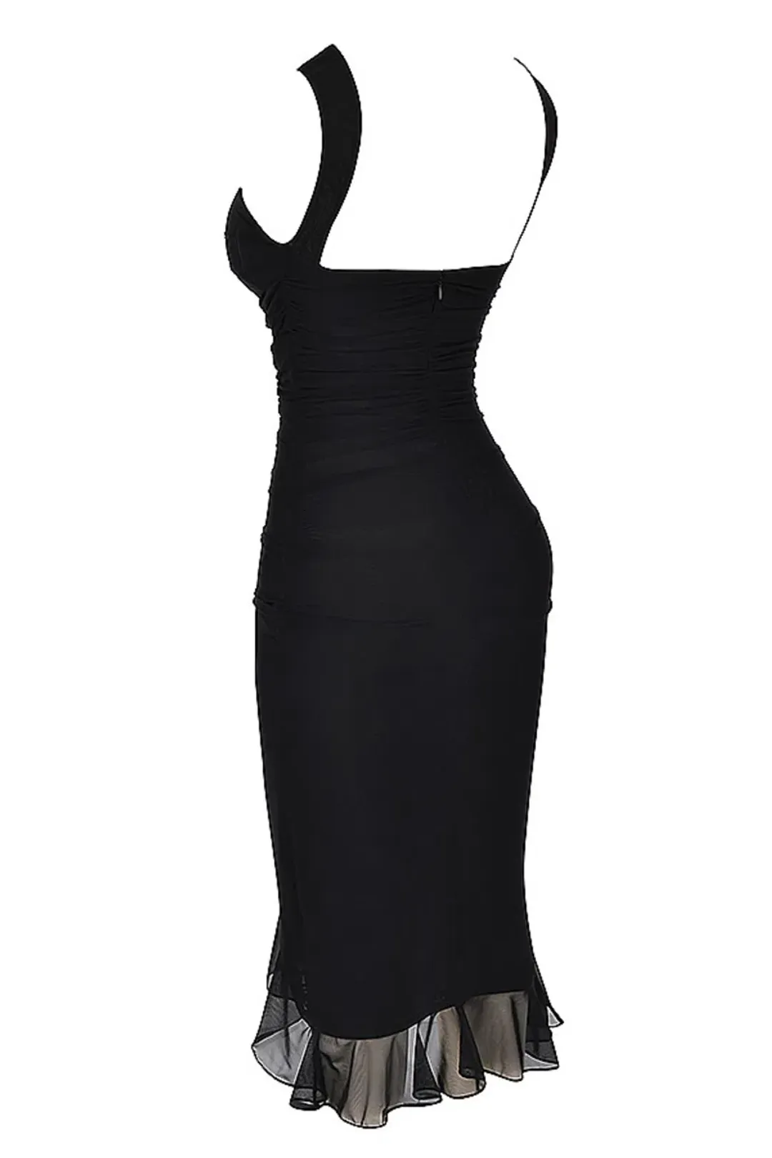 House of CB Mistress Rocks Ruffle Midi Dress Black Size XL / AU 14 for rent on The Volte - main image