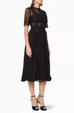 Self Portrait Geometric Lace Midi Dress Black Size AU 6 for rent on The Volte - image 5