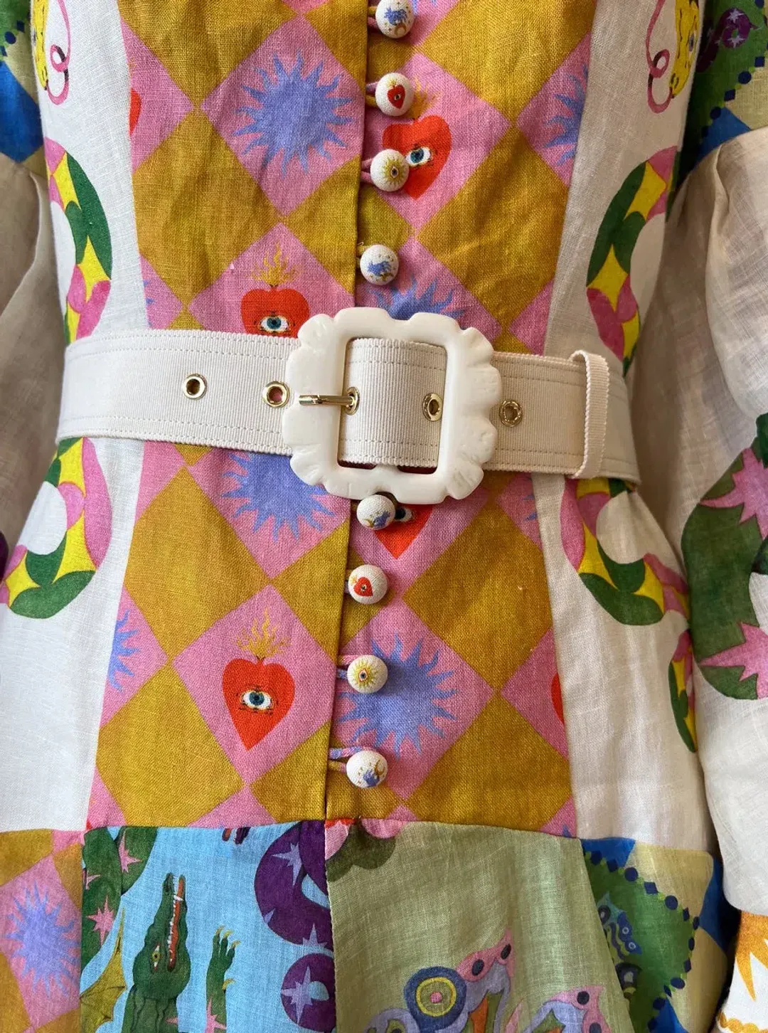 Alemais Lou Balloon Sleeve Dress Multi Size 14 for rent on The Volte - main image