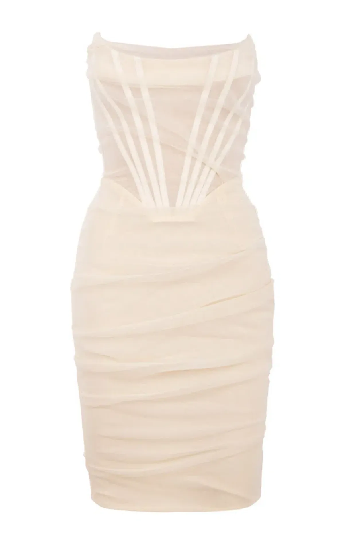House of CB Leila Strapless Mesh Corset Dress Ivory Size XS/Au 6 - Image 6