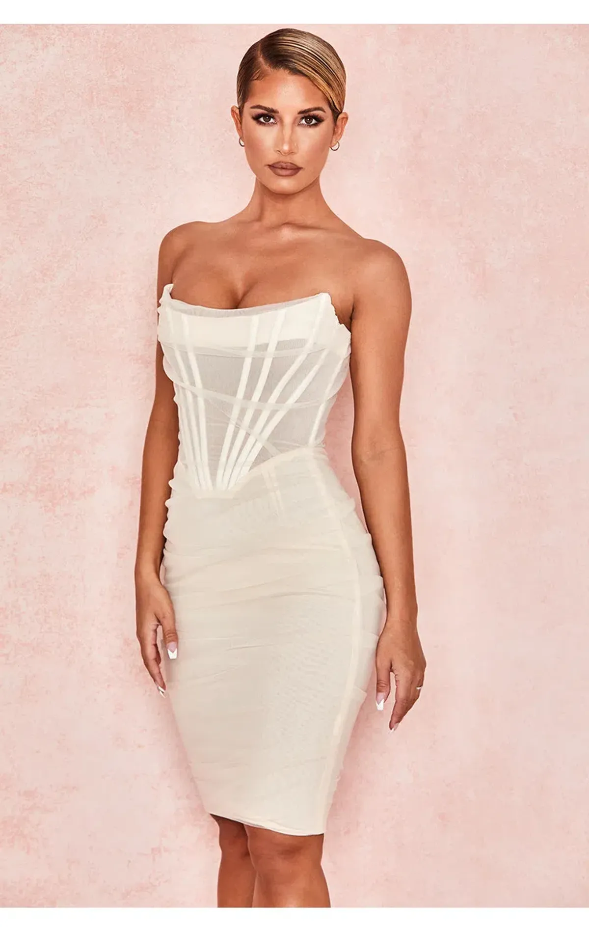 House of CB Leila Strapless Mesh Corset Dress Ivory Size XS/Au 6 - Image 2