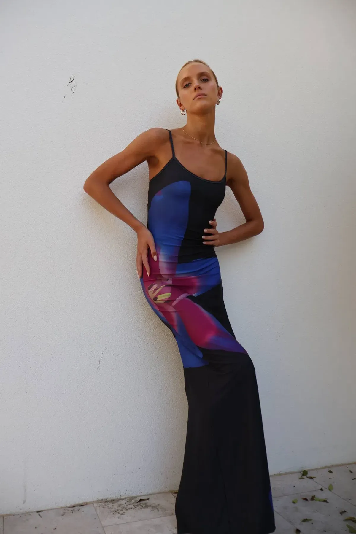 With Harper Lu Midnight Lily Floral Slip Dress Size M/Au 10 - Image 9