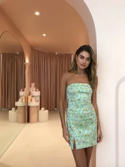 Bec & Bridge Cali Cruisin Mini Dress Green Floral Size S / Au 8 for rent on The Volte - image 4