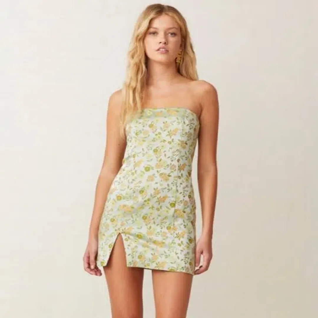 Bec & Bridge Cali Cruisin Mini Dress Green Floral Size S / Au 8 for rent on The Volte - main image