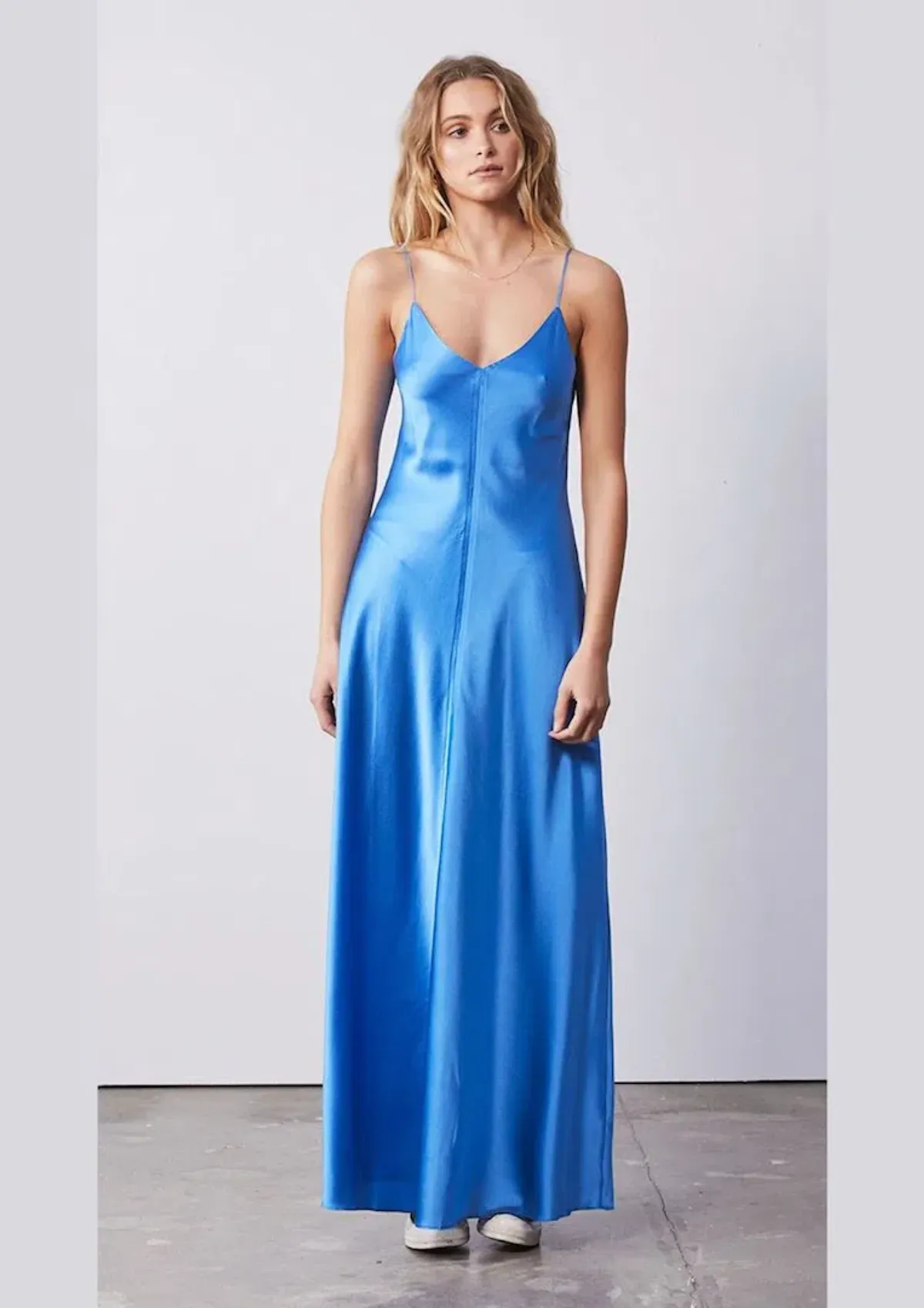 Ena Pelly Clare Silk Slip Long Dress Electric Blue Size S / Au 8 - Image 1
