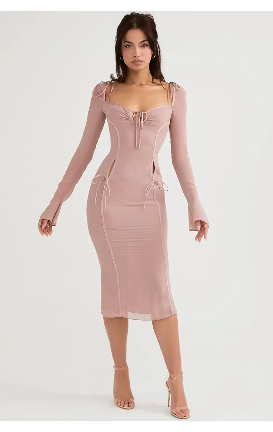House of CB Ophelia Cutout Midi Dress Blush Size XS / Au 6 for rent on The Volte - main image