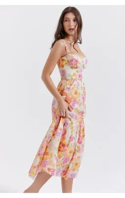 House of CB Elia Midi Dress Ivory Floral Size L / Au 12 (+cup) for rent on The Volte - image 5