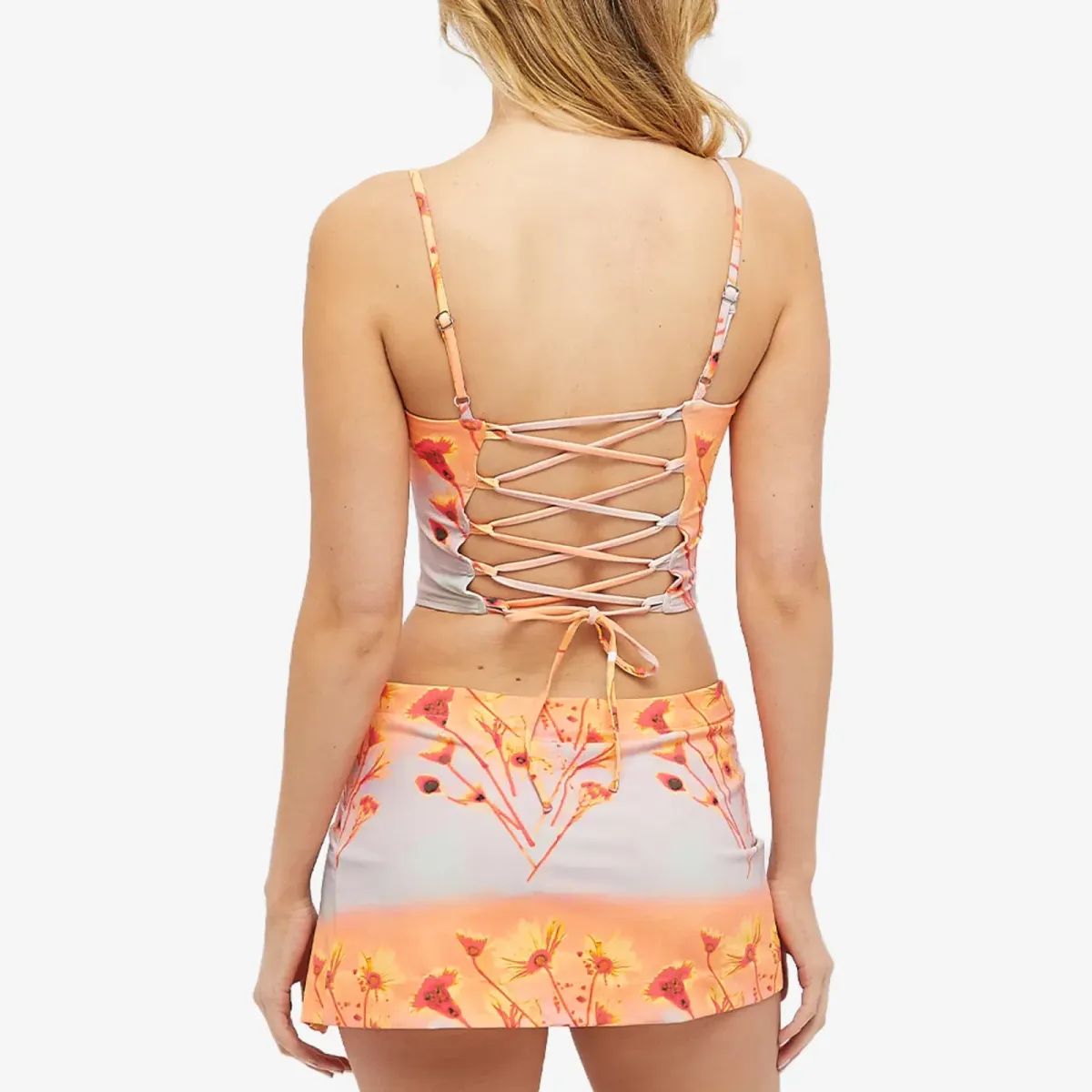 Miaou Venus Corset and Micro Mini Skirt Sunrise Set Orange Size M/Au 10 - Image 3