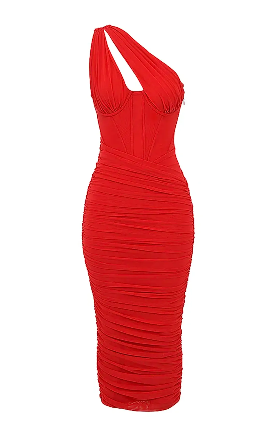 House of CB Valentina Asymmetric Cutout Midi Dress Red Size S/Au 8 for rent on The Volte - main image