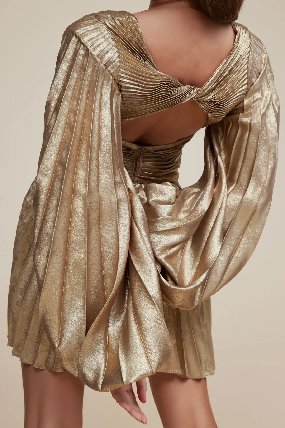 Acler Geneva Mini Dress Metallic Gold Size 6 - Image 7