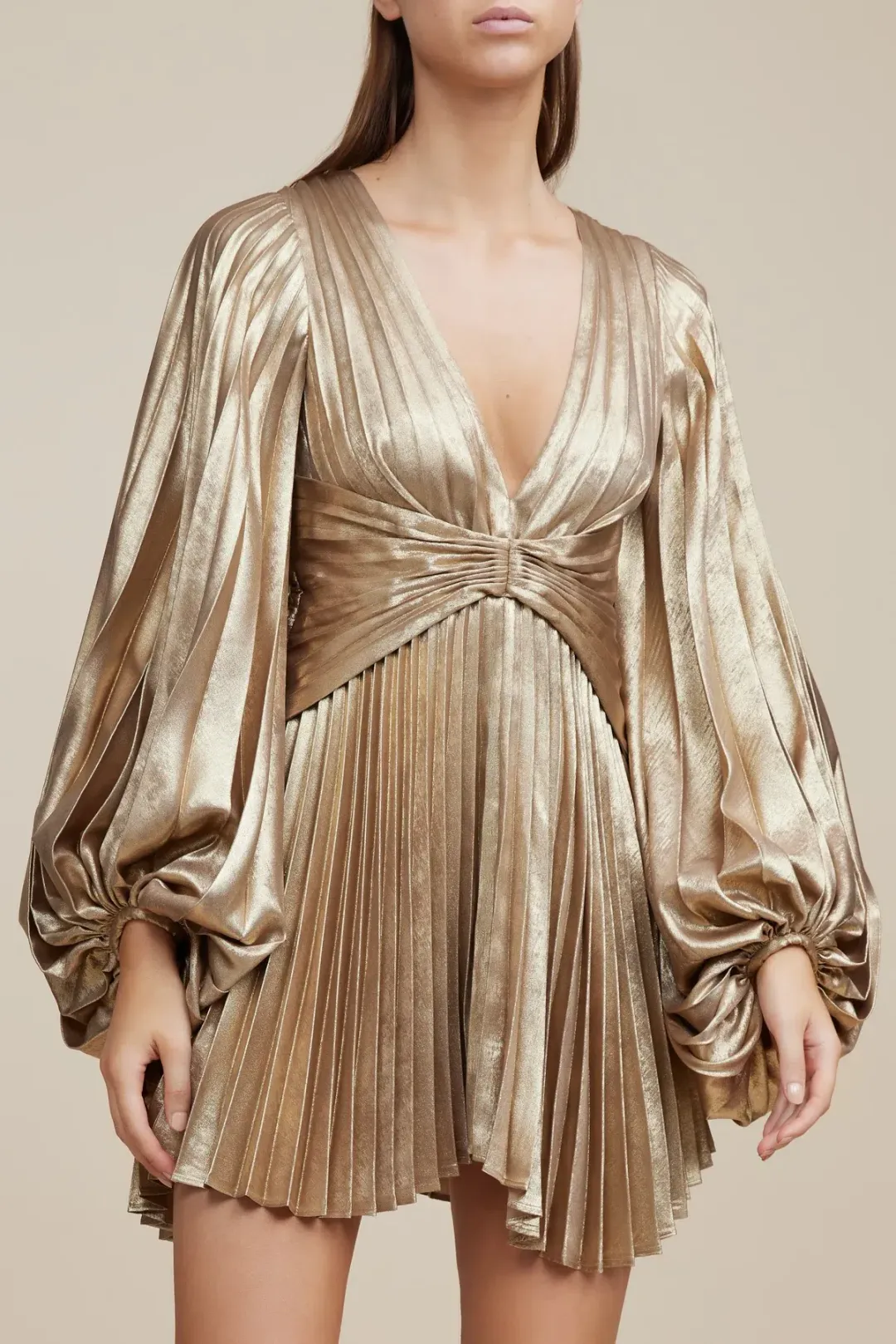 Acler Geneva Mini Dress Metallic Gold Size 6 for rent on The Volte - main image