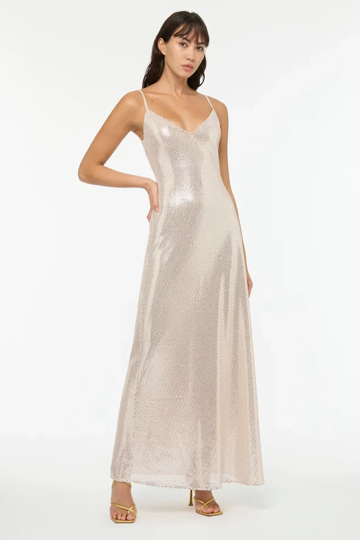 Manning Cartel High Voltage Slip Dress Nude Silver Size 6 - Image 2