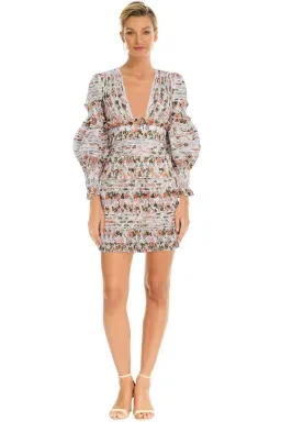 Zimmermann Radiate Smocked Mini Dress Print Size 3/ Au 12 for rent on The Volte - image 1