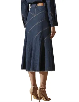 Shona Joy Emerson Contour Denim Midi Skirt Denim Blue Size 10 for rent on The Volte - image 4