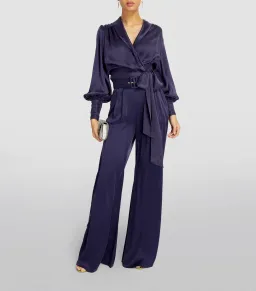 Zimmermann Silk Belted Wide Pants Navy Size 0 / AU 8 for rent on The Volte - image 1