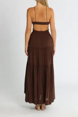 Bec & Bridge Carla V Maxi Dress Brown Size 6 for rent on The Volte - image 3