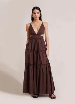 Bec & Bridge Carla V Maxi Dress Brown Size 6 for rent on The Volte - image 1